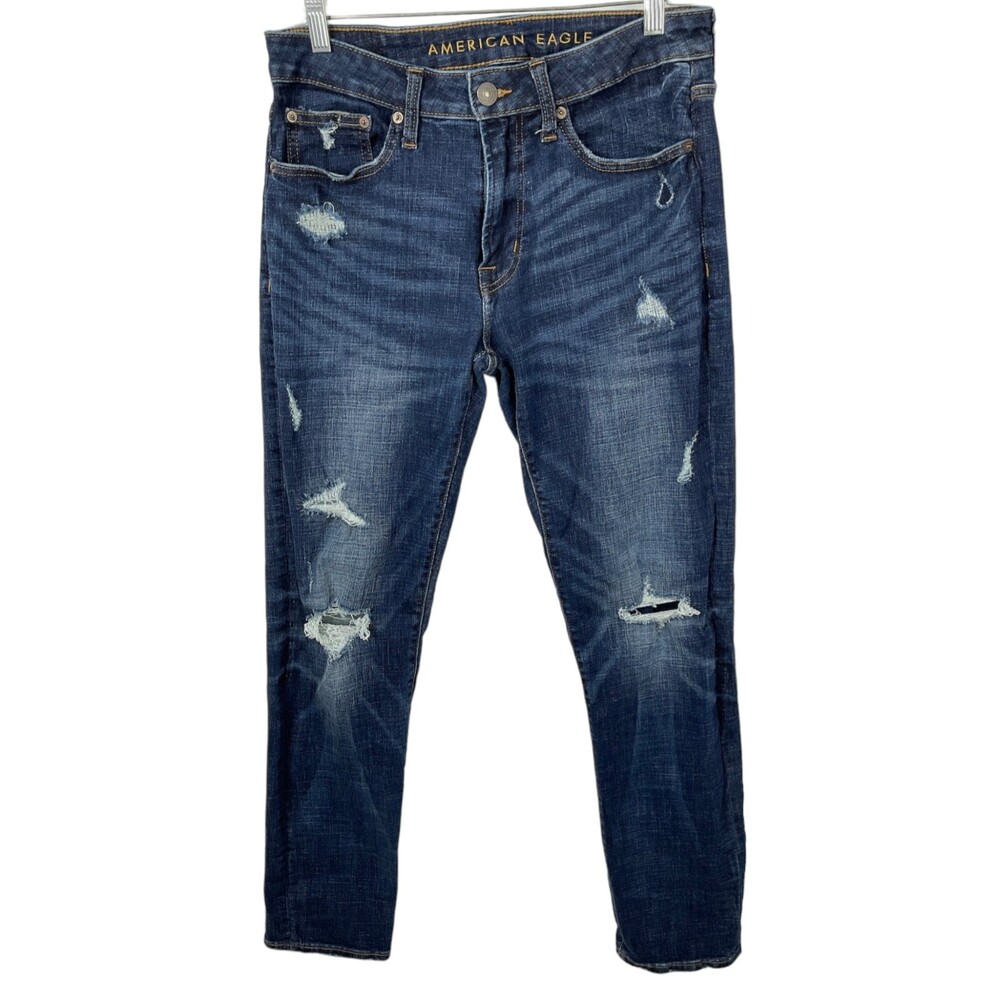 American Eagle Men's Next Level Flex Slim Denim Blue Jeans  Distressed W31 xL32